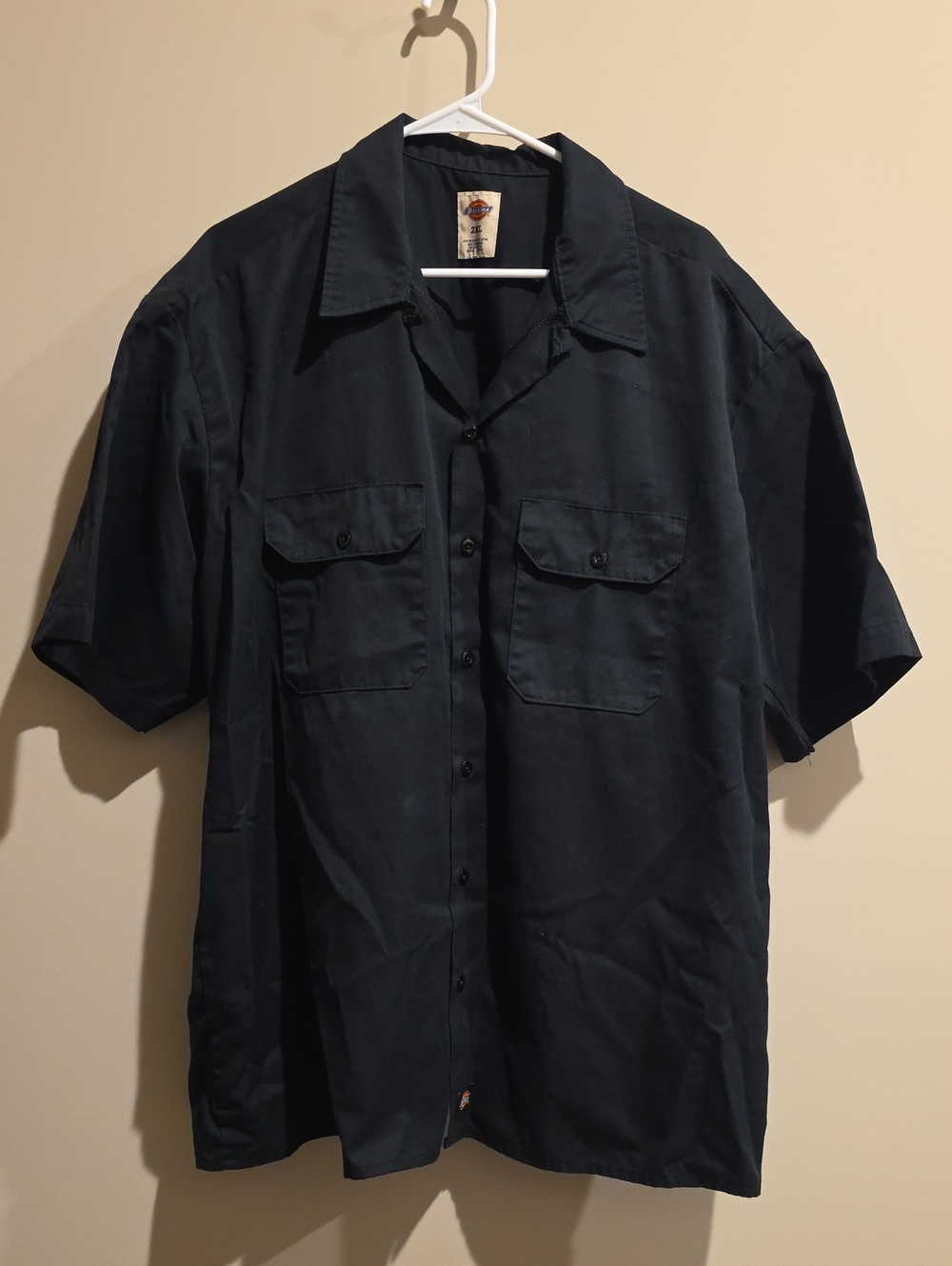 Dickies Men's Black Casual Work Button Down Shirt 2xl Xxl Short Sleeve